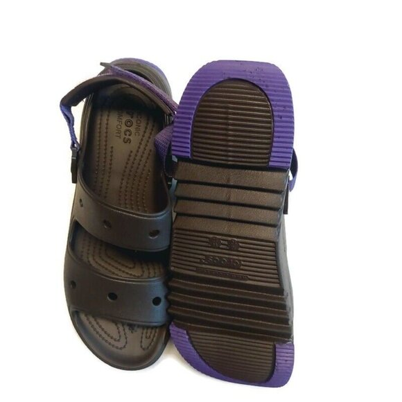 CROCS Classic Hiker Xscape Sandals Mens Size 12 Womens 14 Espresso Neon Purple - Picture 7 of 8